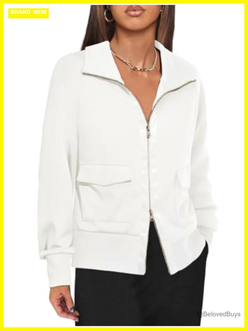 Women's Zip-up Sweatshirt Collared Neck Long Sleeve Casual Jacket